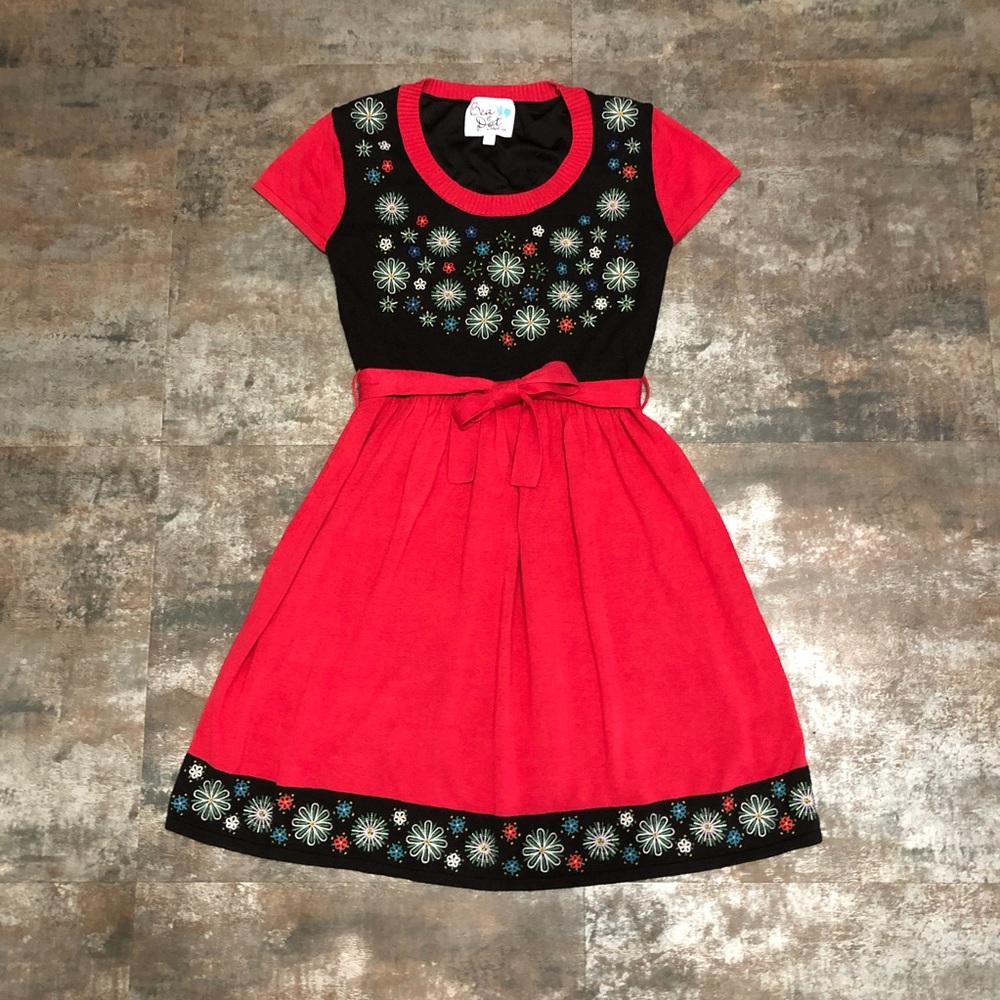ModCloth Bea & Dot Embroid. Holiday Sweater Dress